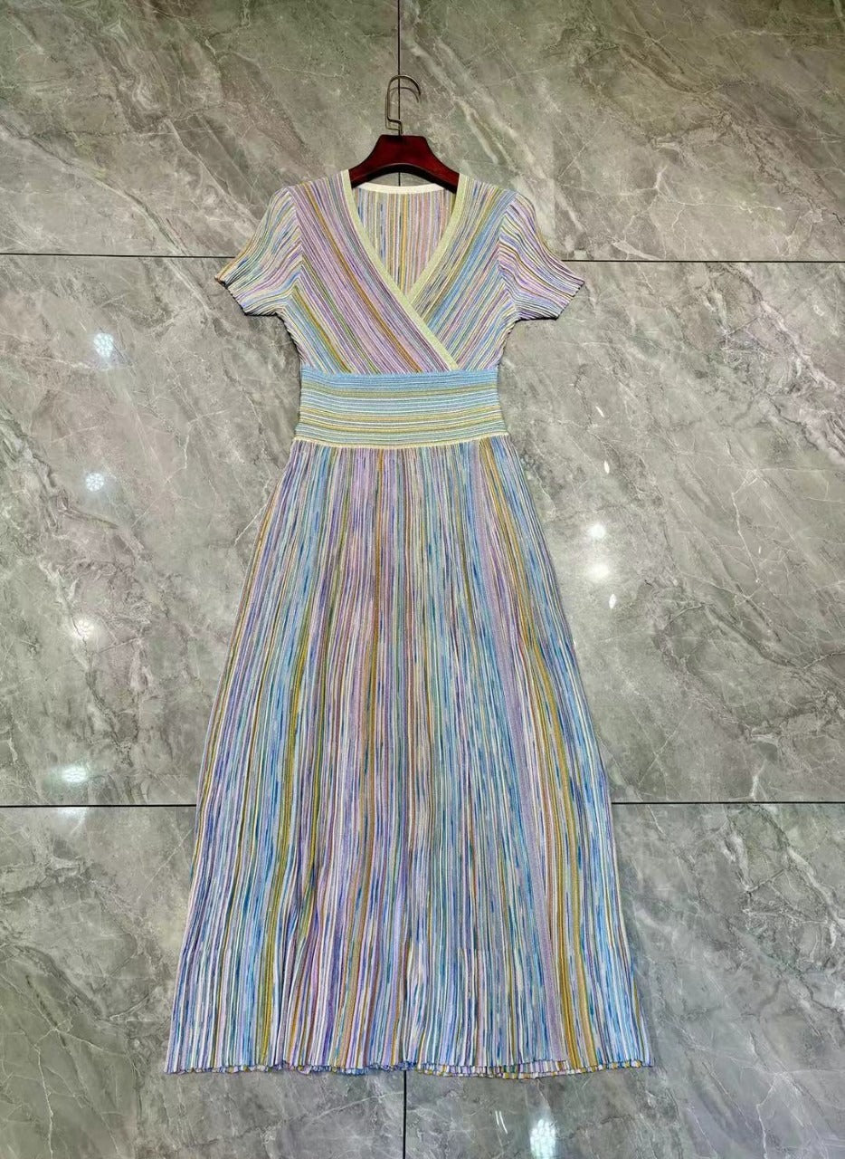 Pleated Long Dress | same ANTHEM. - colorful / S