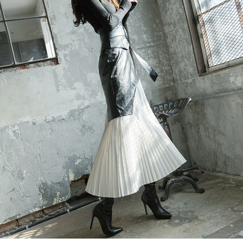 Pleated skirt half length skirt - Bag