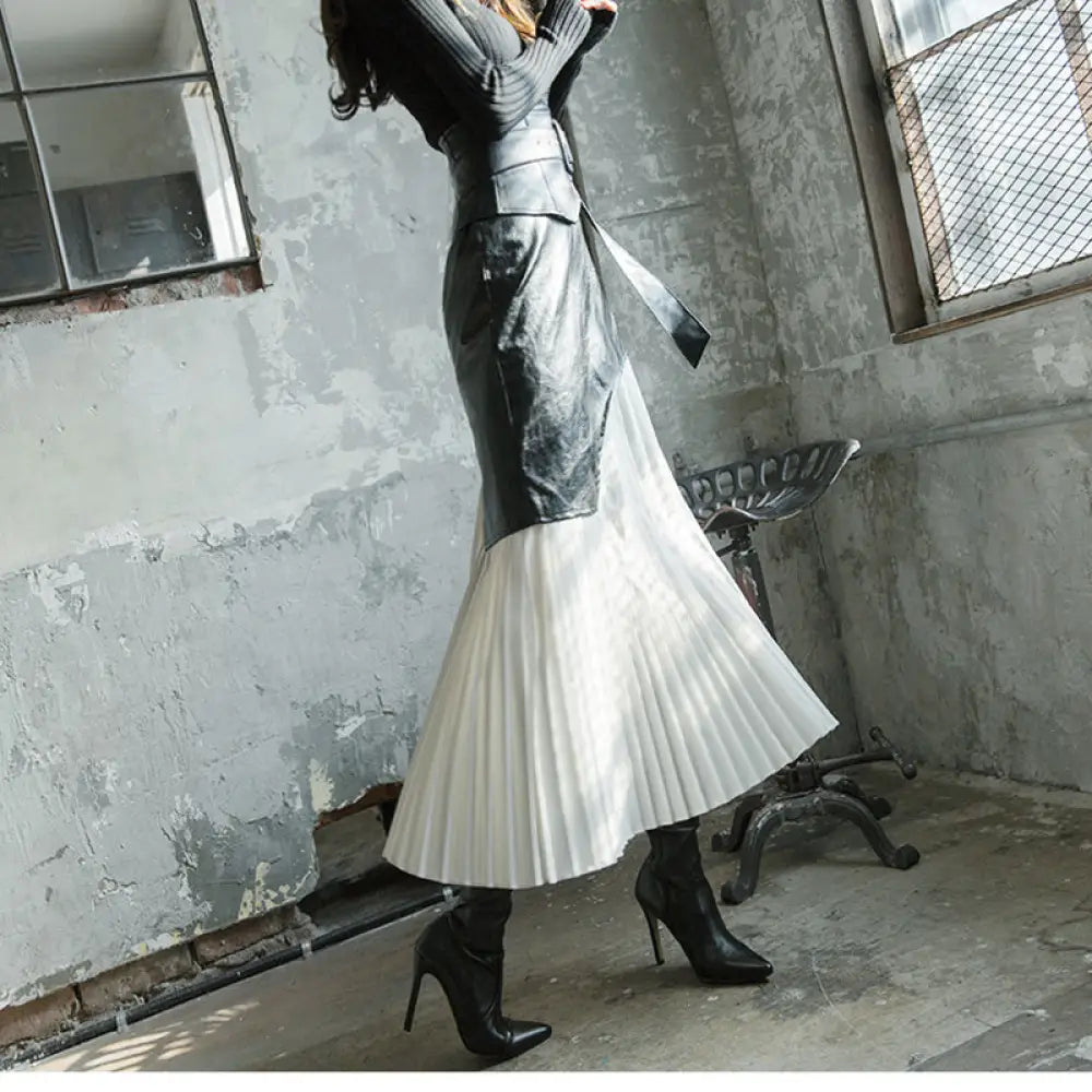 Pleated skirt half length skirt - Bag