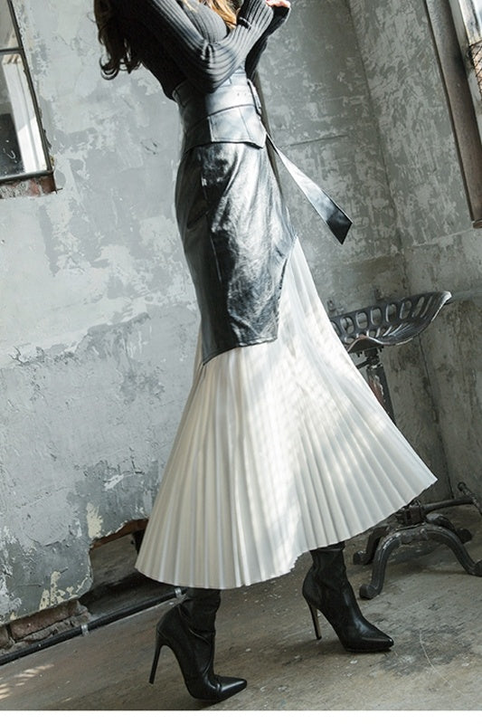 Pleated skirt half length skirt - Bag