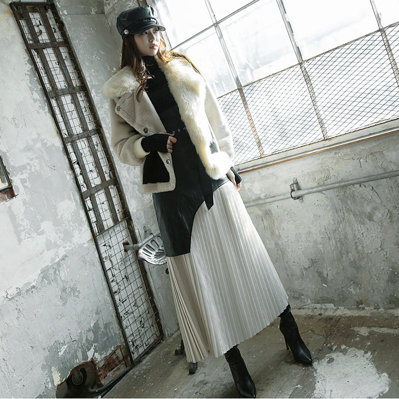 Pleated skirt half length skirt - Bag