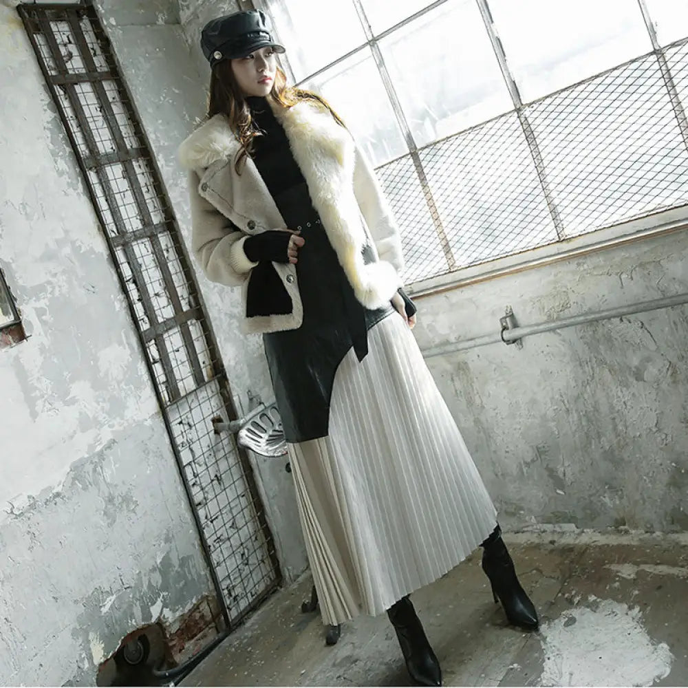 Pleated skirt half length skirt - Bag