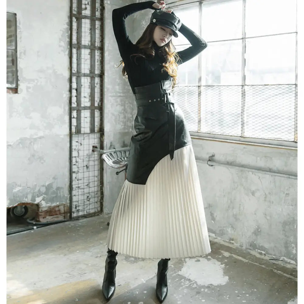 Pleated skirt half length skirt - Bag
