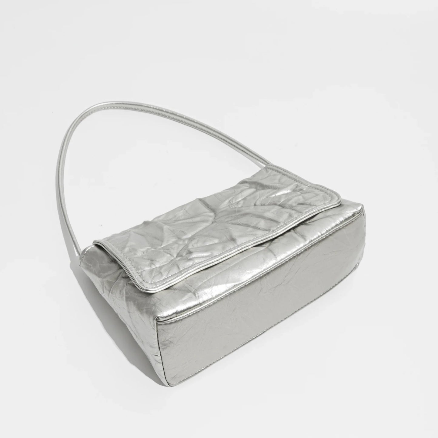 Pleated Silver Flap Shoulder Bag – Chic Soulmate Accessory | same ANTHEM.