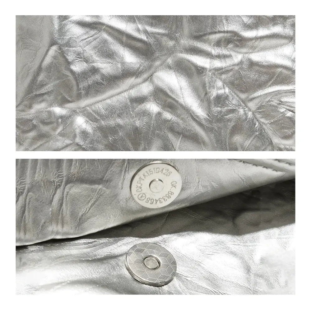Pleated Silver Flap Shoulder Bag – Chic Soulmate Accessory | same ANTHEM.