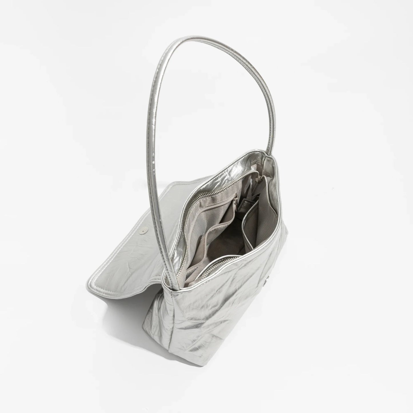 Pleated Silver Flap Shoulder Bag – Chic Soulmate Accessory | same ANTHEM.