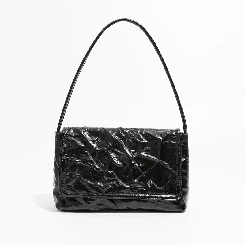 Pleated Silver Flap Shoulder Bag – Chic Soulmate Accessory | same ANTHEM.
