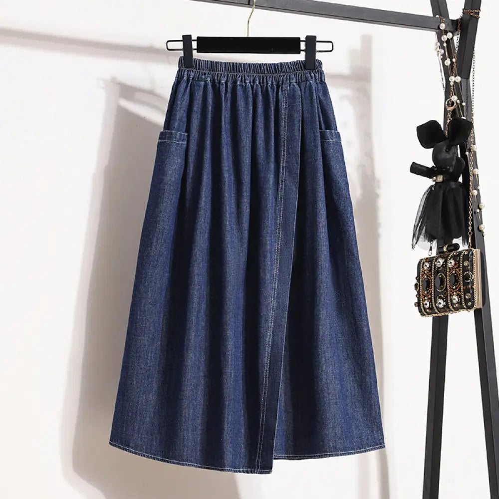 Plus Size High Waisted Denim Skirt – Soulmate Streetwear | same ANTHEM. - Dark blue / M