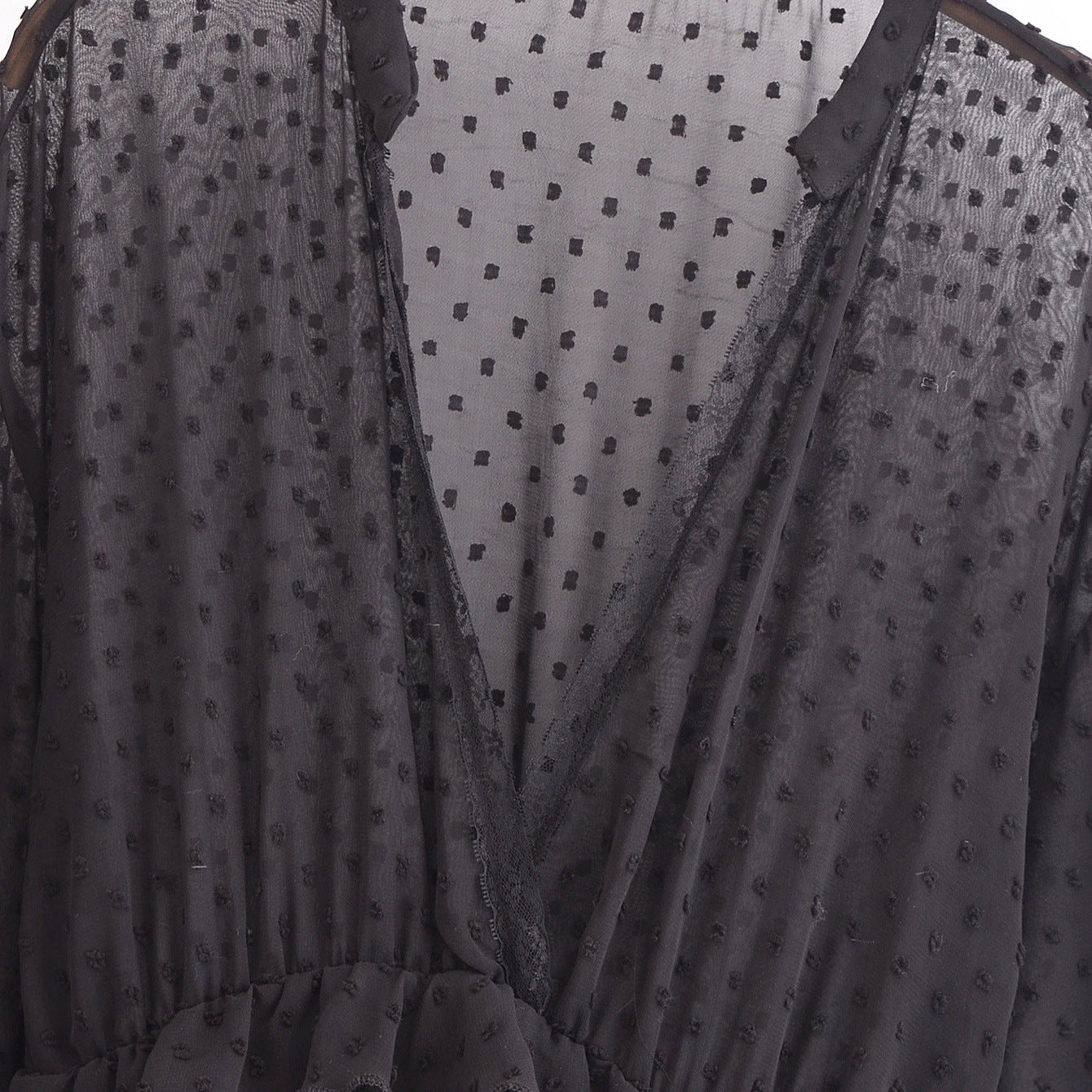 Polka Dot Deep V-Neck Chiffon Dress – Romantic Streetwear Style | same ANTHEM
