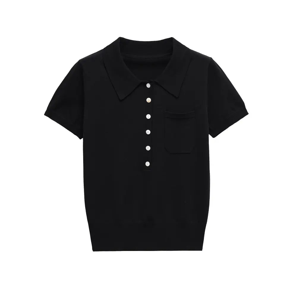 Polo Style Shirt Top for Women | Loose Casual Soulmate Style | same ANTHEM - black / S