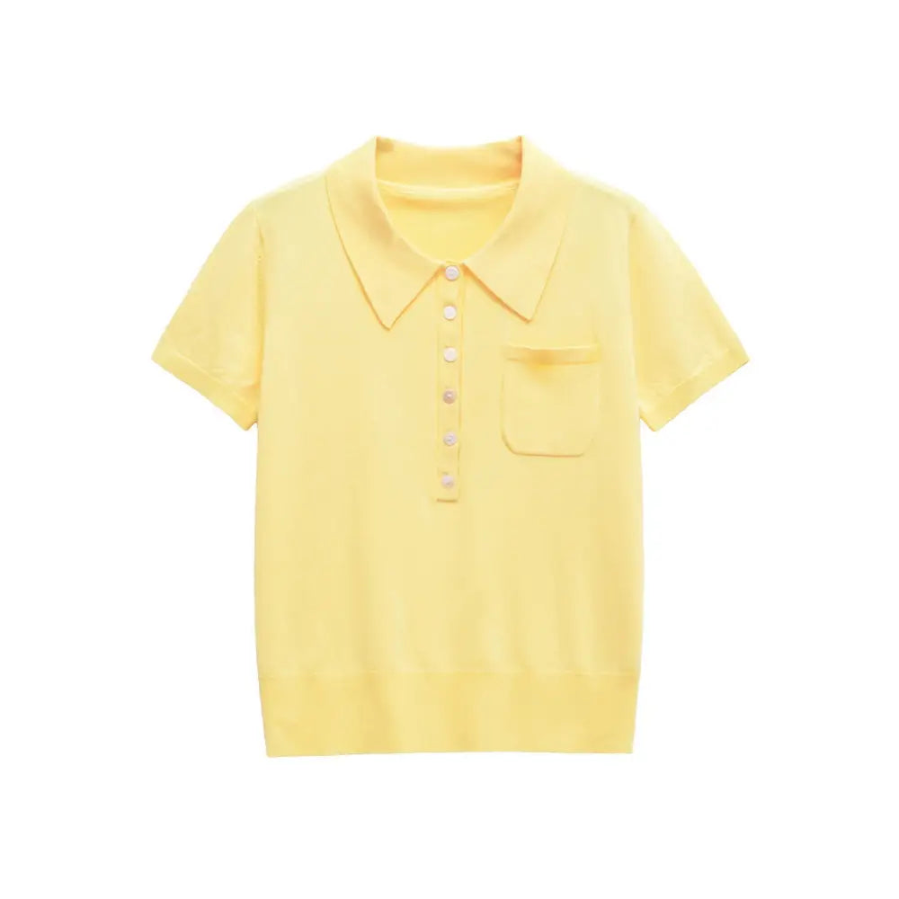 Polo Style Shirt Top for Women | Loose Casual Soulmate Style | same ANTHEM - yellow / S