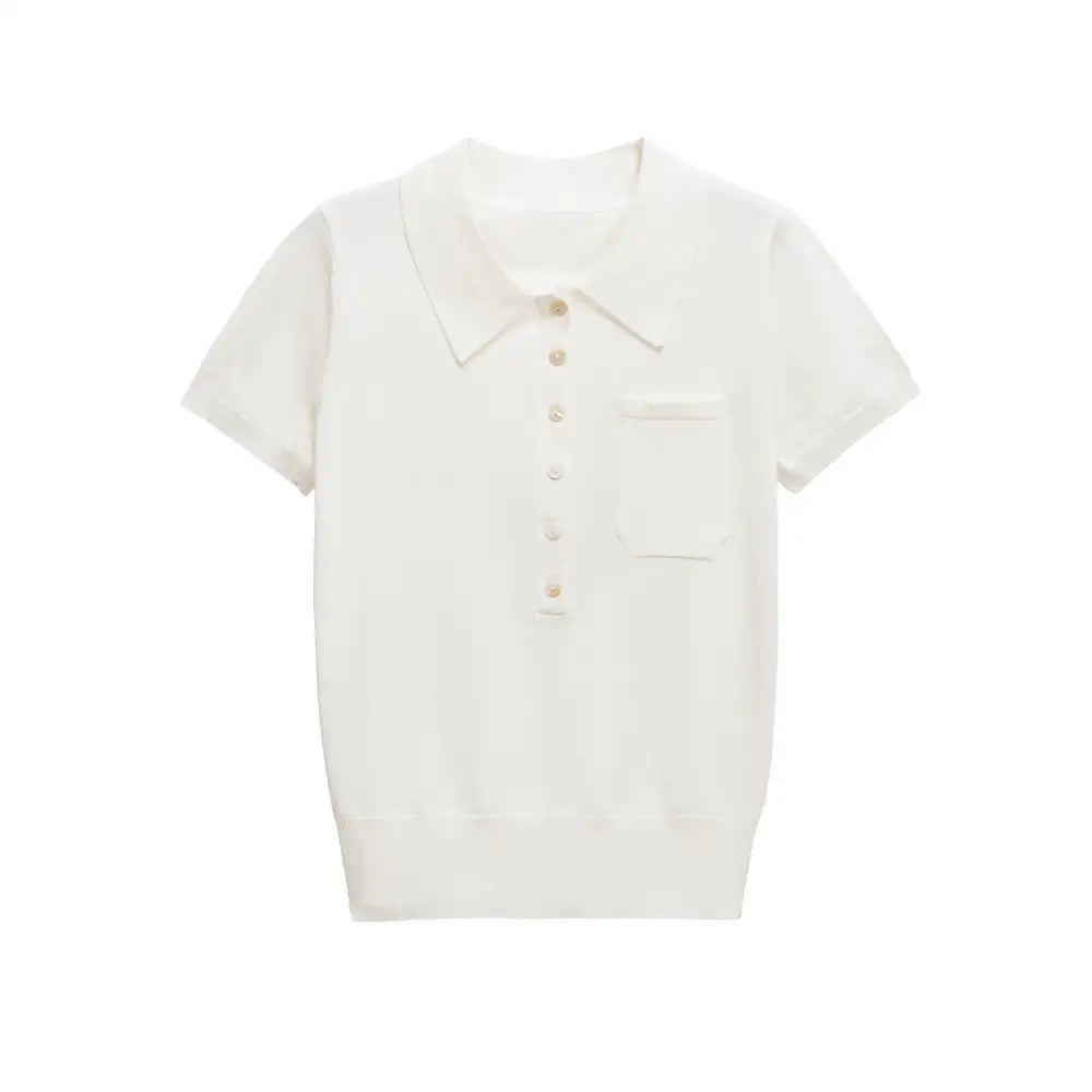 Polo Style Shirt Top for Women | Loose Casual Soulmate Style | same ANTHEM - white / S