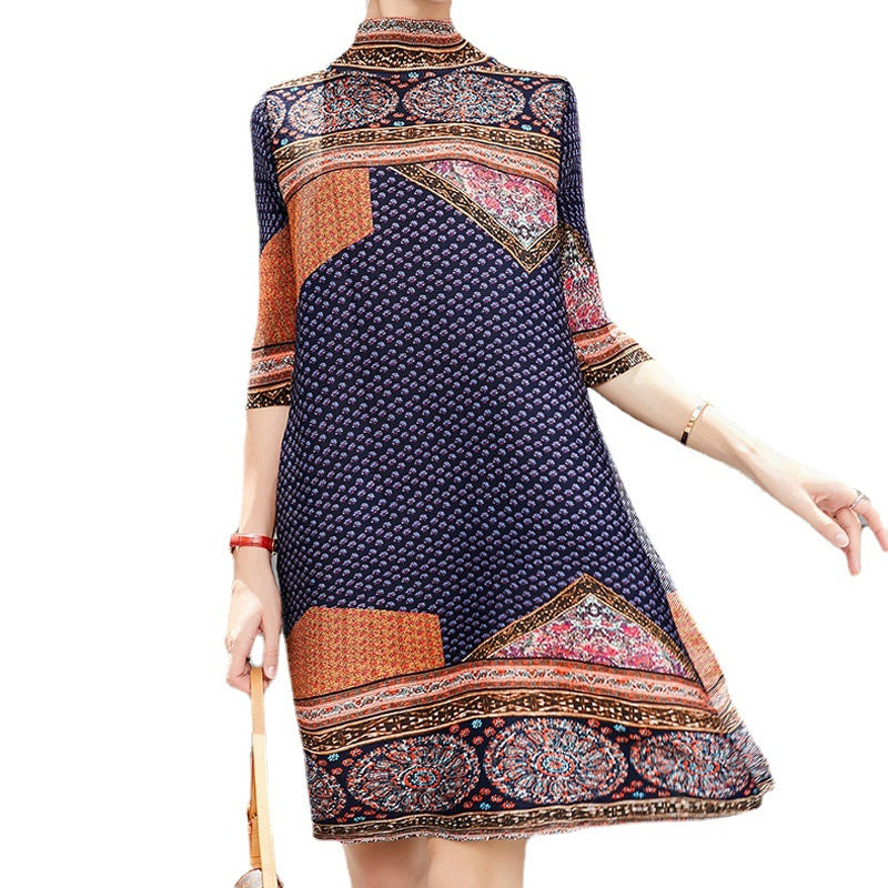 Printed A-line Dress for Women | Spring & Autumn Streetwear | same ANTHEM - Flower color / One size [90-160 pounds]