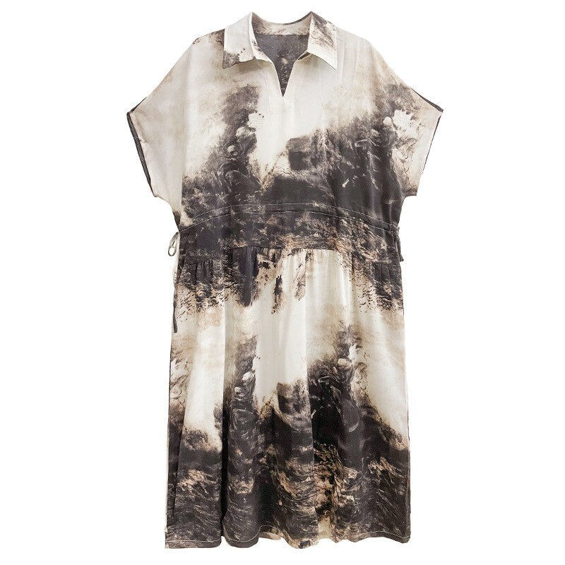 Printed Casual Summer Dress – French & Japanese Streetwear Style | same ANTHEM - black / One Size