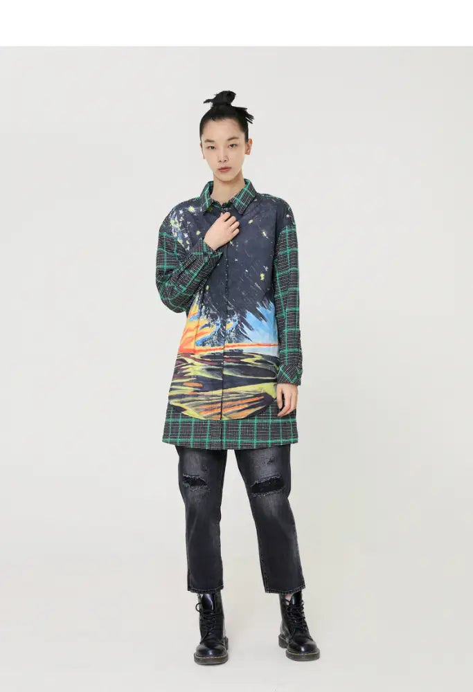 Printed Lapel Designer Shirt – Mid-Length Soulmate Streetwear | same ANTHEM