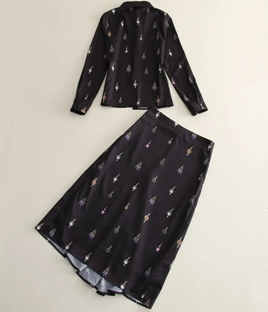 Printed Long Sleeve Shirt & Skirt Set | same ANTHEM.