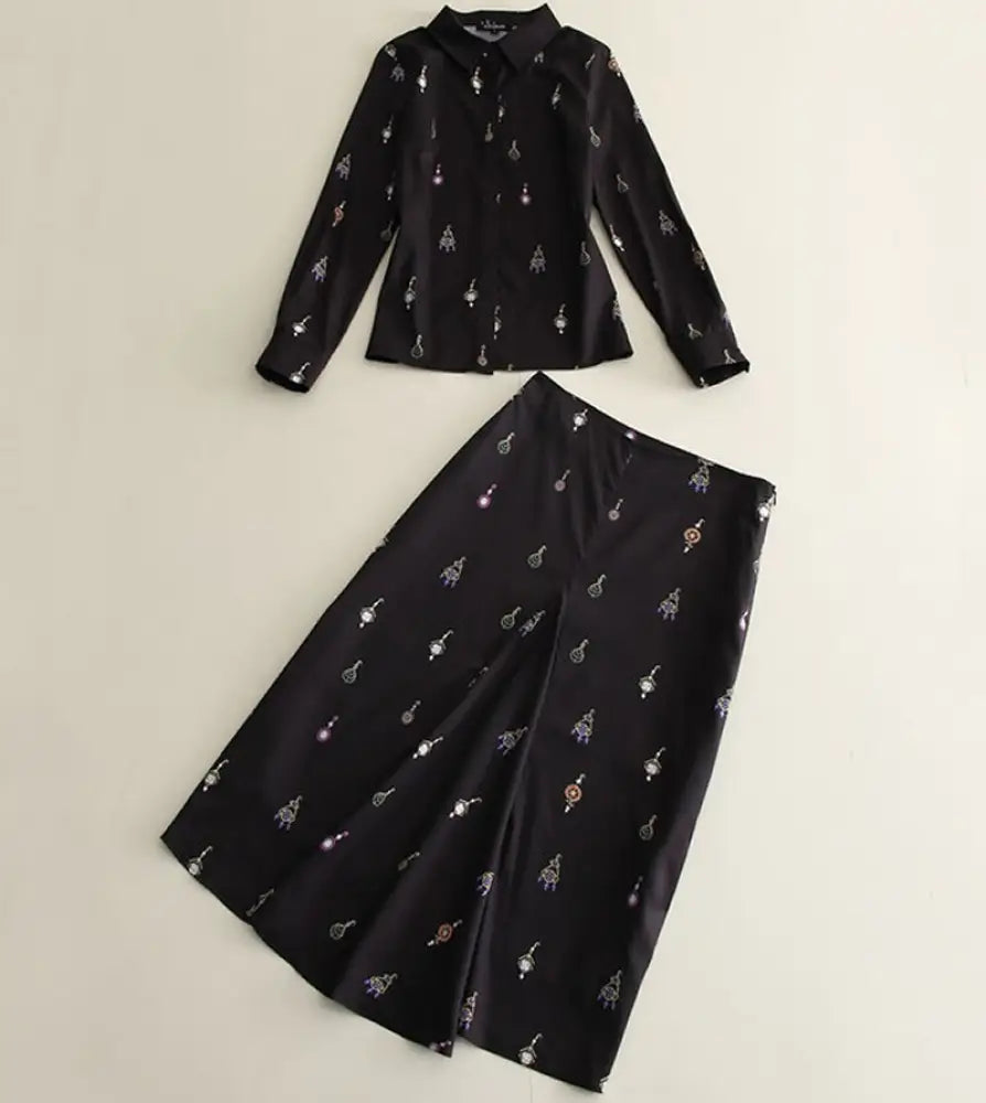 Printed Long Sleeve Shirt & Skirt Set | same ANTHEM.