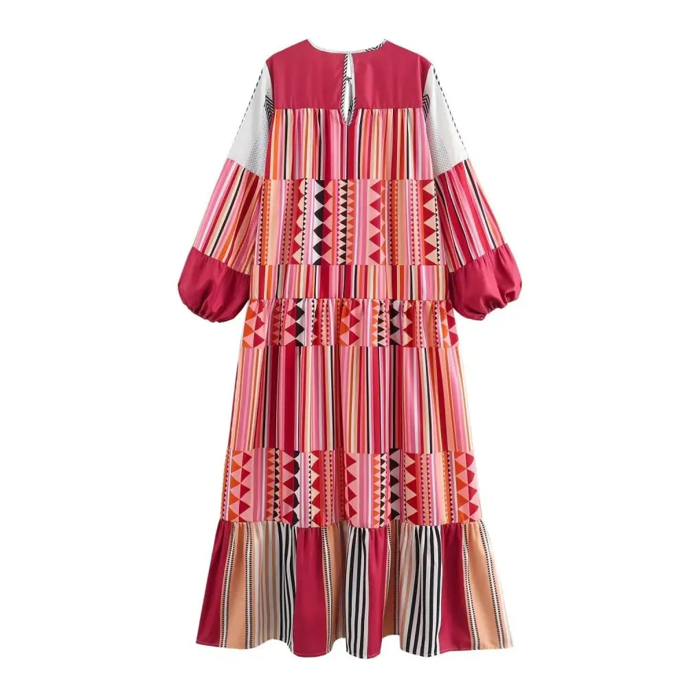 Printed Long Sleeved Hem Dress | Casual Boho Streetwear | same ANTHEM