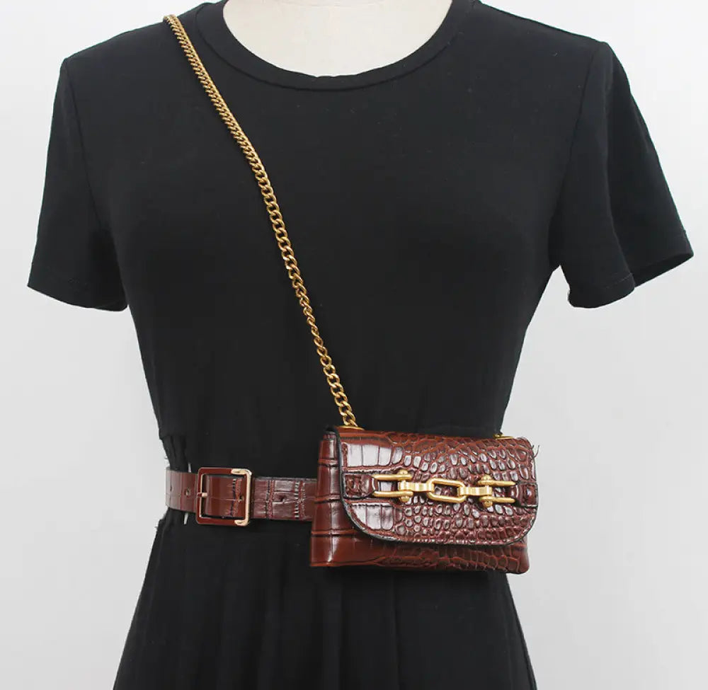 PU Leather Chain Belt Bag – Soulmate Streetwear Accessory | same ANTHEM - Coffee - Bag
