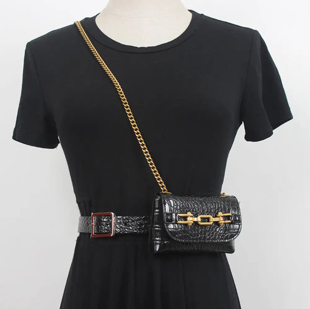 PU Leather Chain Belt Bag – Soulmate Streetwear Accessory | same ANTHEM - Black - Bag
