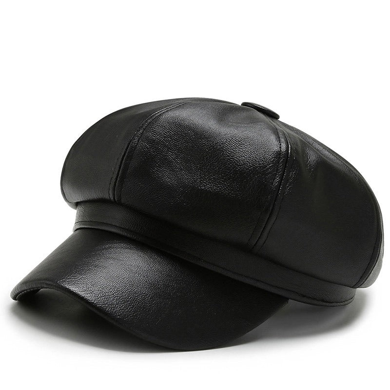 PU Leather Octagonal Painter Hat – Vintage Unisex Art Style | same ANTHEM.