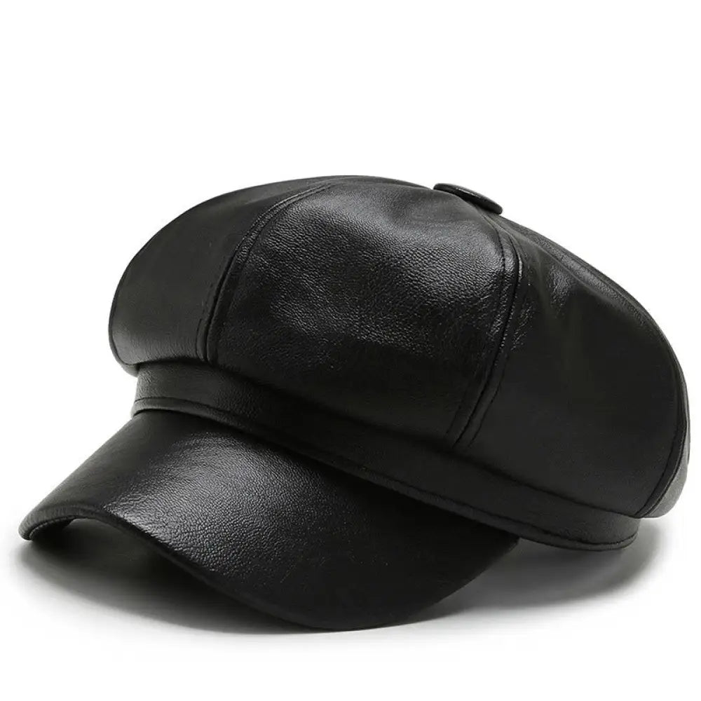 PU Leather Octagonal Painter Hat – Vintage Unisex Art Style | same ANTHEM.