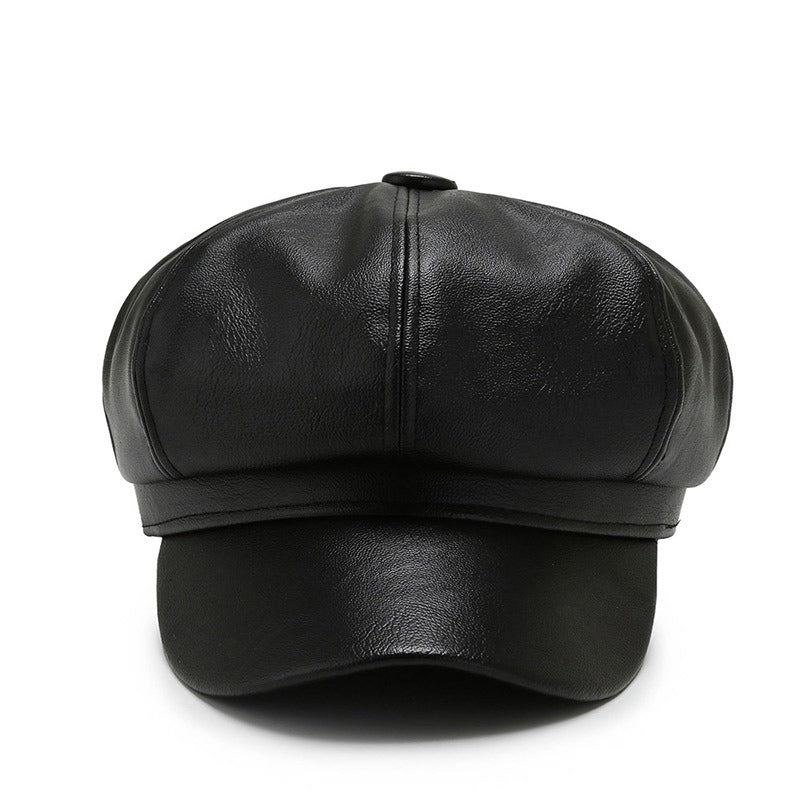 PU Leather Octagonal Painter Hat – Vintage Unisex Art Style | same ANTHEM.