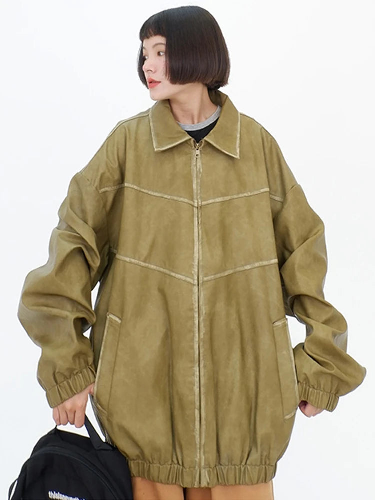 PU Leather Spliced Jacket – same ANTHEM | Soulmate Streetwear