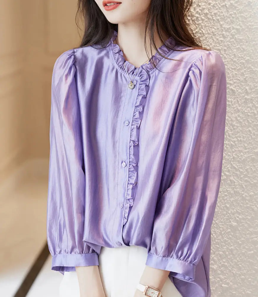 Puff Sleeve Nine-Quarter Top – Romantic Classic | same ANTHEM - Rose Purple / 2XL - Top