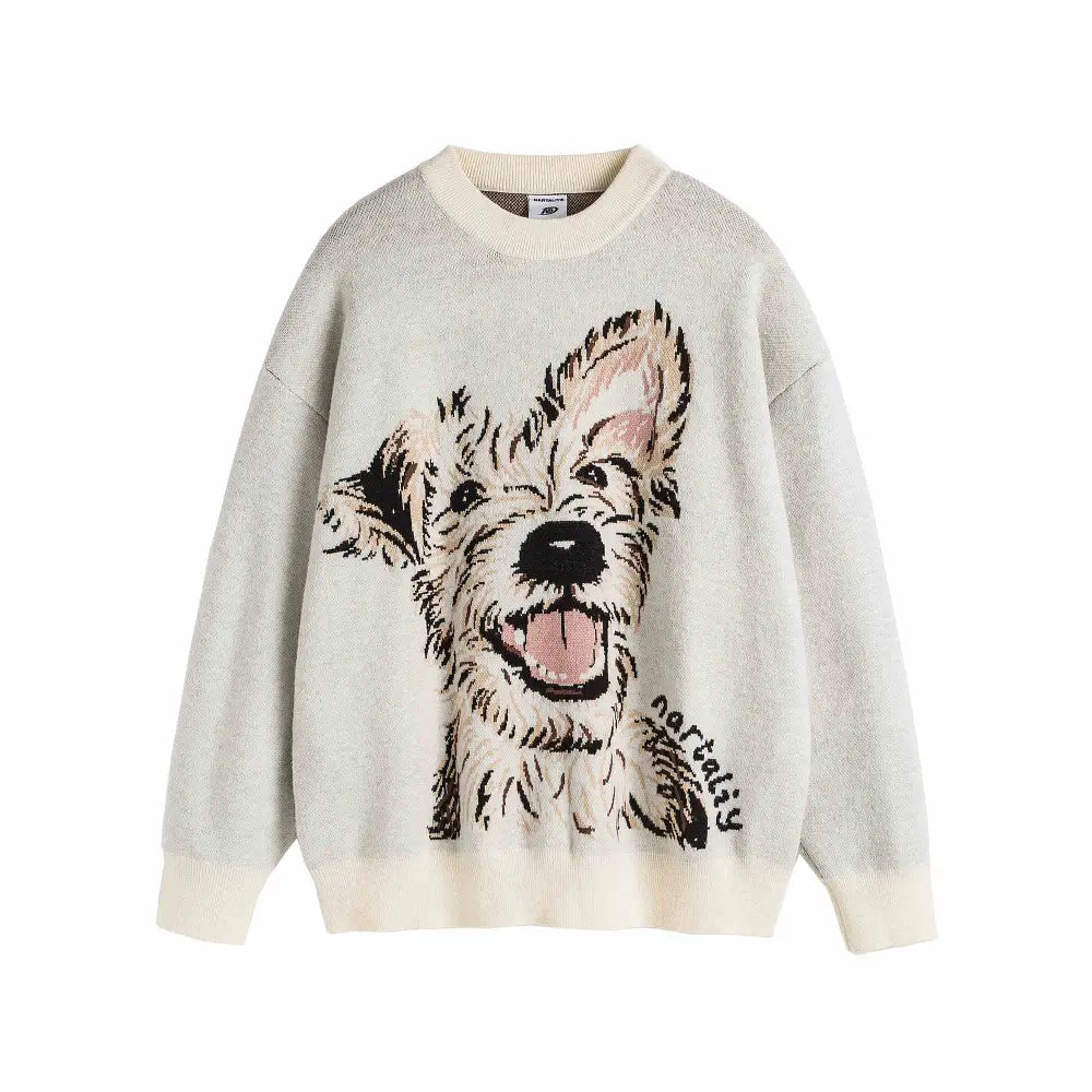 Puppy Couple Sweater | same ANTHEM. - Beige / L - Knitted Top