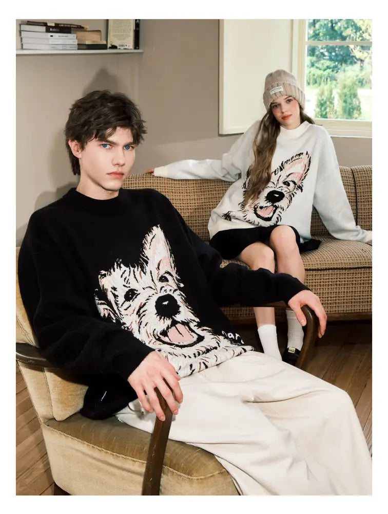 Puppy Couple Sweater | same ANTHEM. - Knitted Top