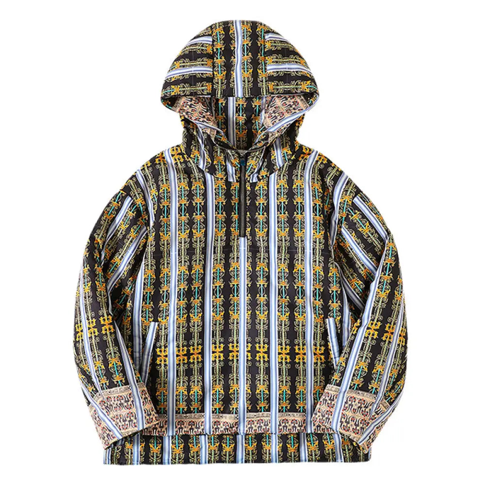 Quilted Hooded Print Sweatshirt | same ANTHEM. - Black / L - Sweatshirt