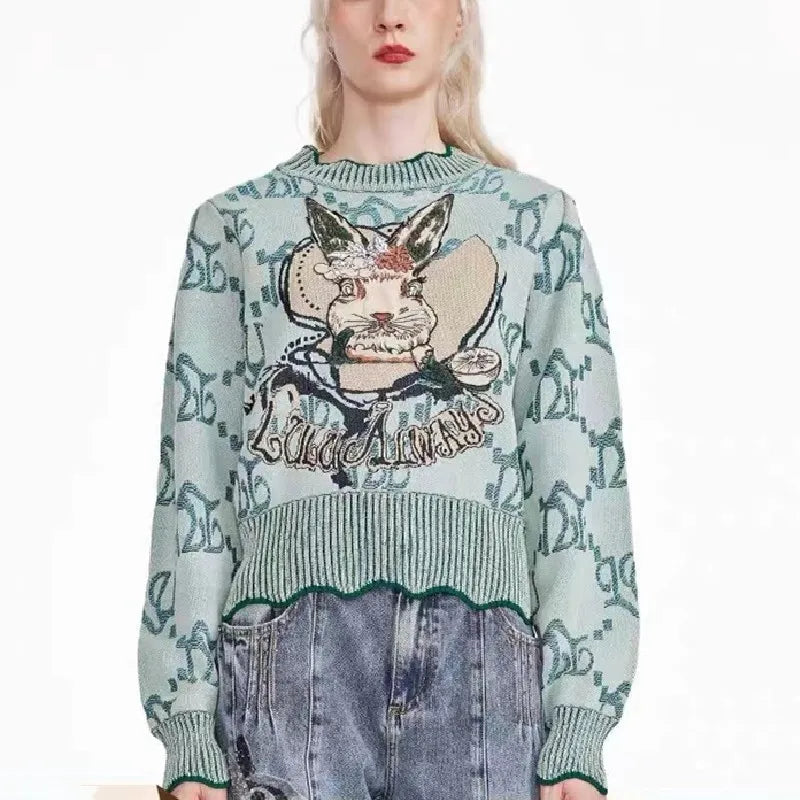 Rabbit Jacquard Knit Sweater – Cute Chic & Dreamy Streetwear | same ANTHEM