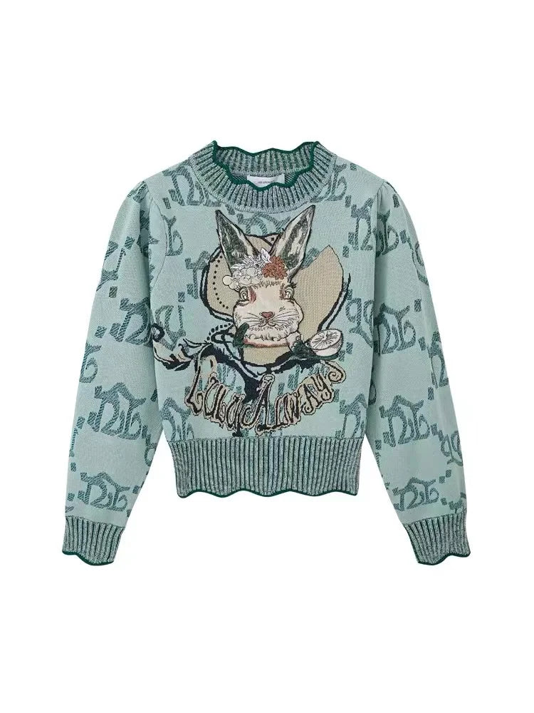 Rabbit Jacquard Knit Sweater – Cute Chic & Dreamy Streetwear | same ANTHEM