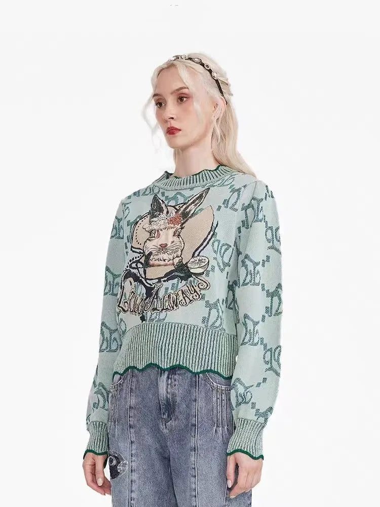 Rabbit Jacquard Knit Sweater – Cute Chic & Dreamy Streetwear | same ANTHEM