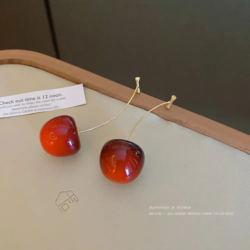 Red Cherry Drop Earrings – Poetic Soulmate Jewellery | same ANTHEM. - Golden