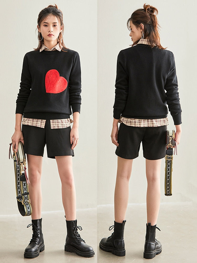 Red Heart Embroidered Knit Sweater – Harajuku Streetwear | same ANTHEM