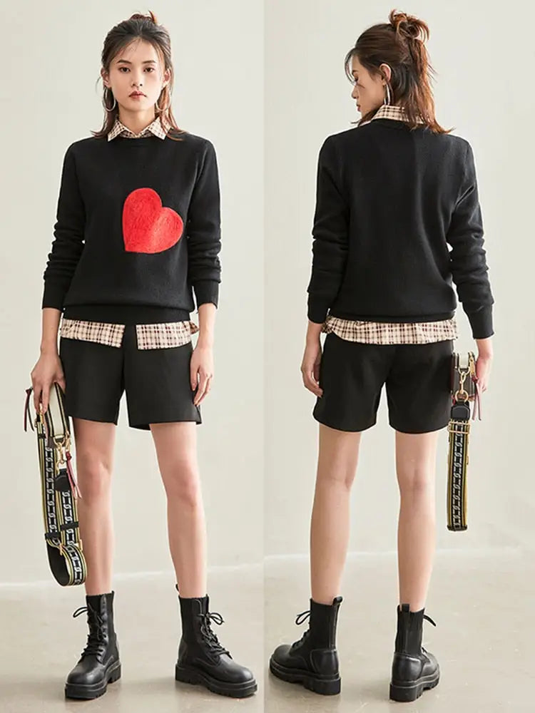 Red Heart Embroidered Knit Sweater – Harajuku Streetwear | same ANTHEM