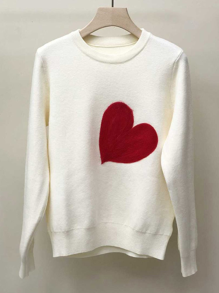 Red Heart Embroidered Knit Sweater – Harajuku Streetwear | same ANTHEM