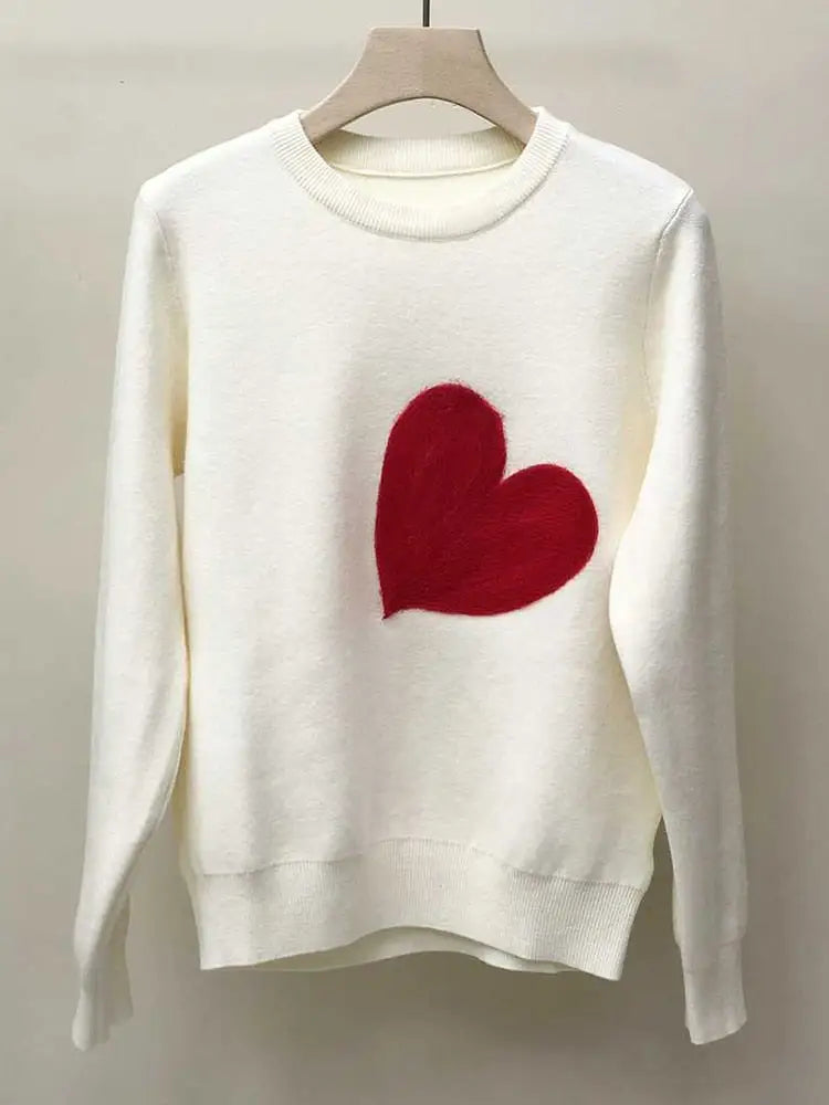 Red Heart Embroidered Knit Sweater – Harajuku Streetwear | same ANTHEM