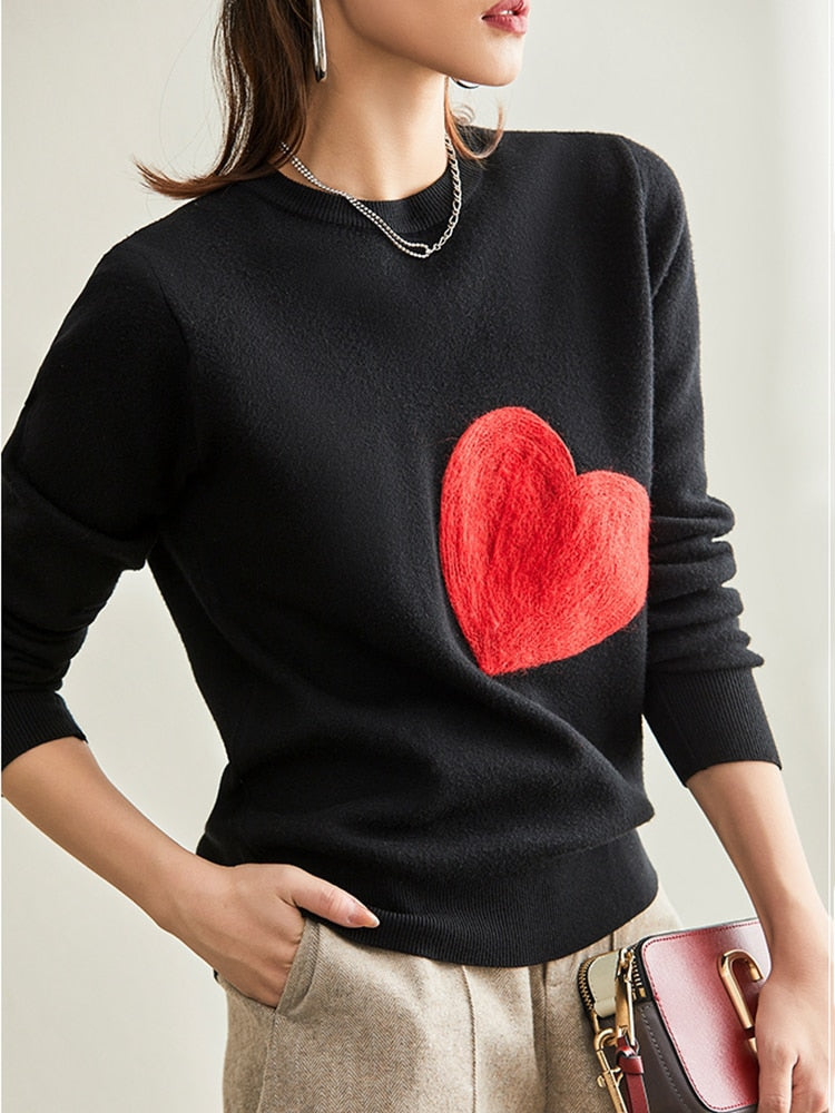 Red Heart Embroidered Knit Sweater – Harajuku Streetwear | same ANTHEM