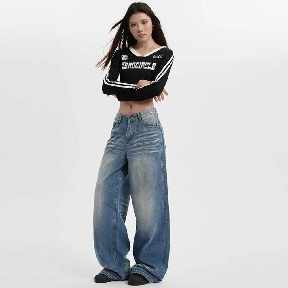 Retro Baggy Jeans - Casual Streetwear Vibes | same ANTHEM - Retro Blue Plus Trousers / 2XL - Pants