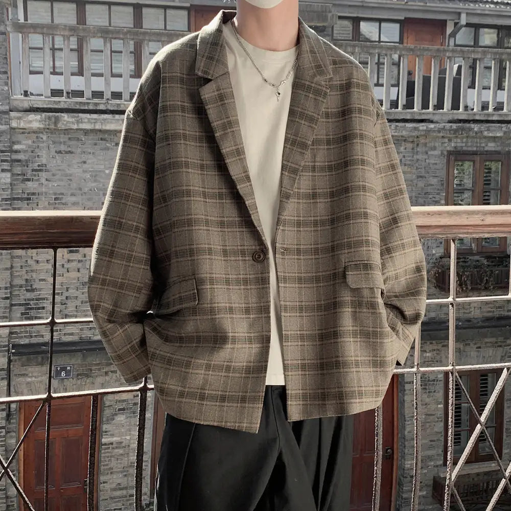 Retro Casual Loose Jacket Men | same ANTHEM. Men’s Coats | Classic & Street Style - Plaid / 2XL