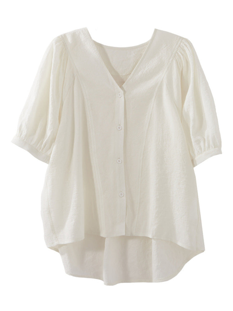 Retro French V-Neck Shirt – Romantic Style | same ANTHEM