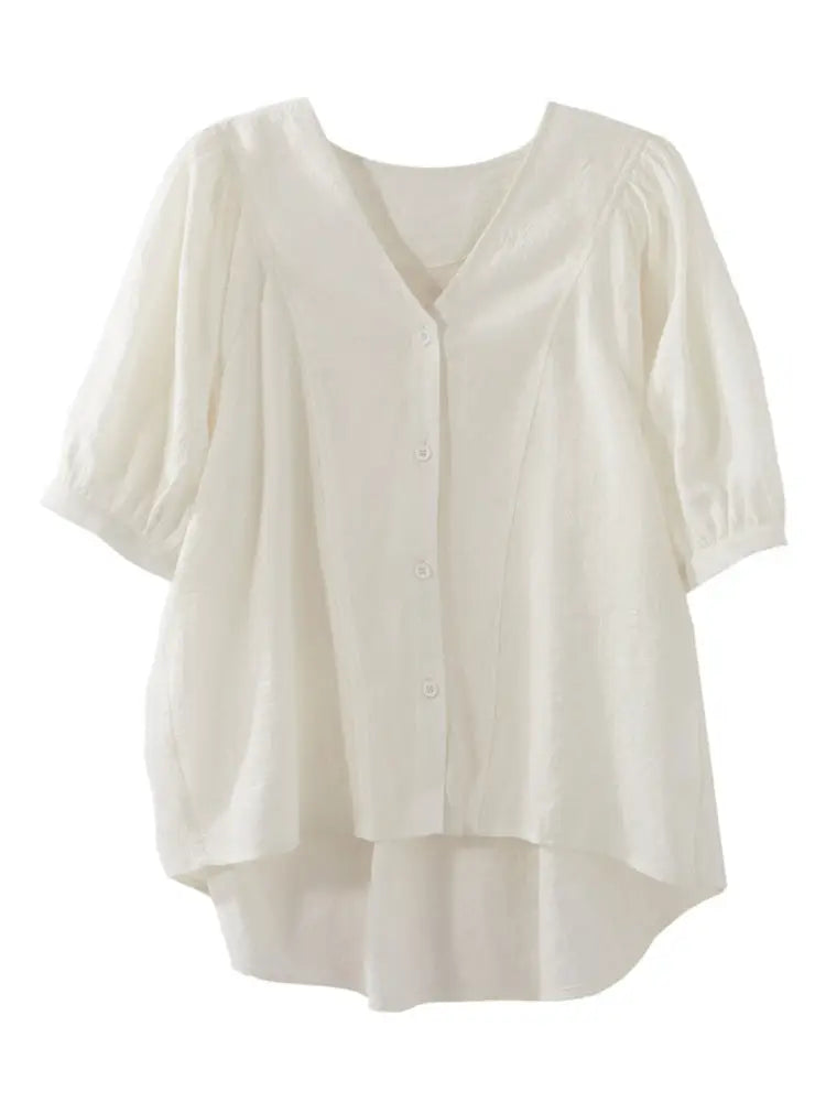 Retro French V-Neck Shirt – Romantic Style | same ANTHEM