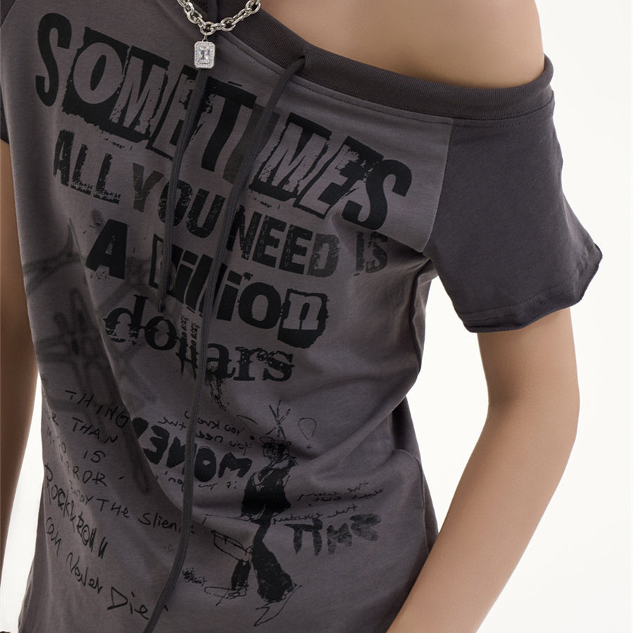 Retro Spicy Girl Off-Shoulder Tee – same ANTHEM Streetwear for Soulmates