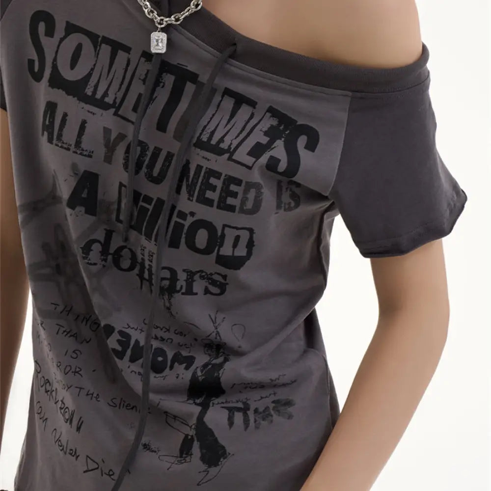 Retro Spicy Girl Off-Shoulder Tee – same ANTHEM Streetwear for Soulmates