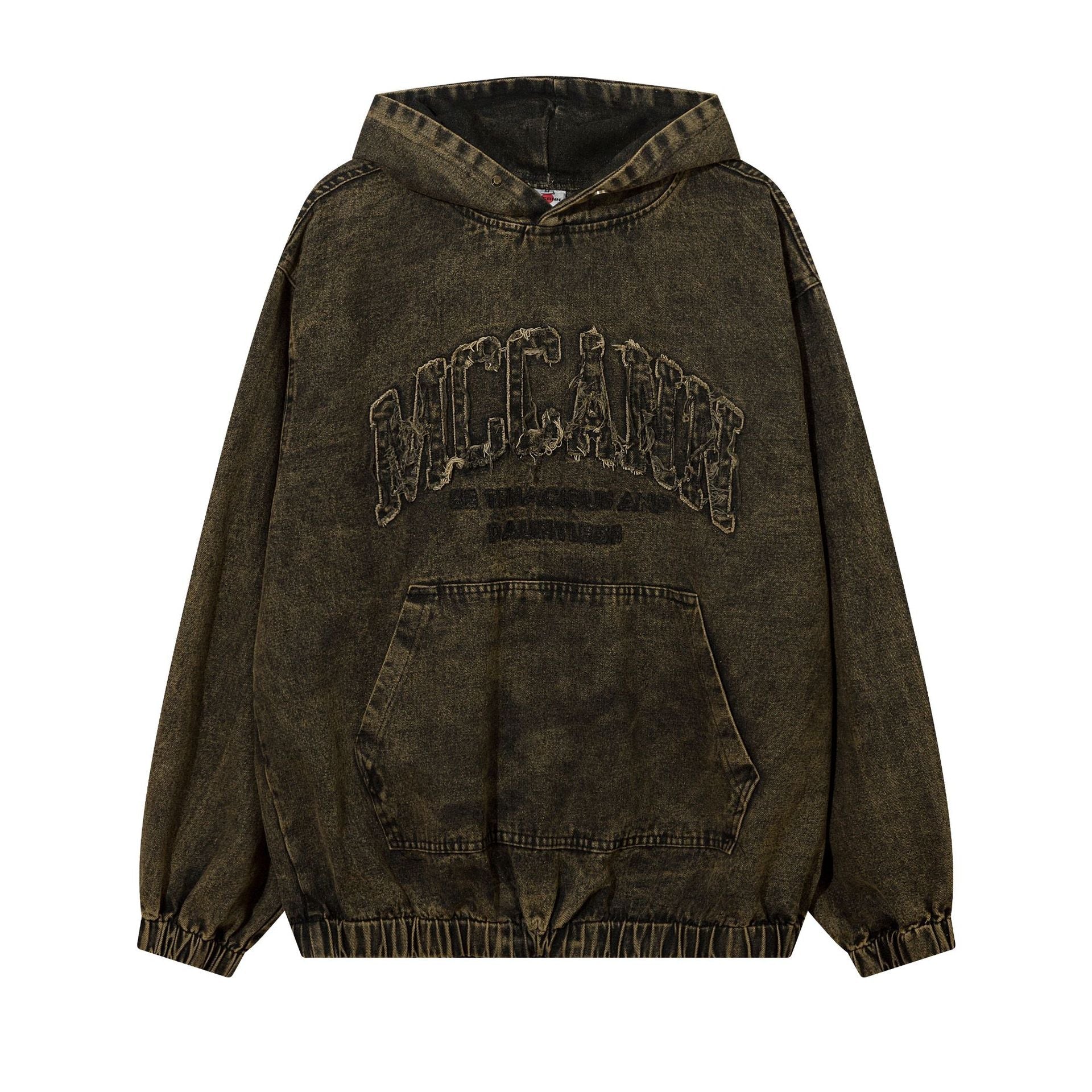 Retro Washed Distressed Hooded Sweater For Men