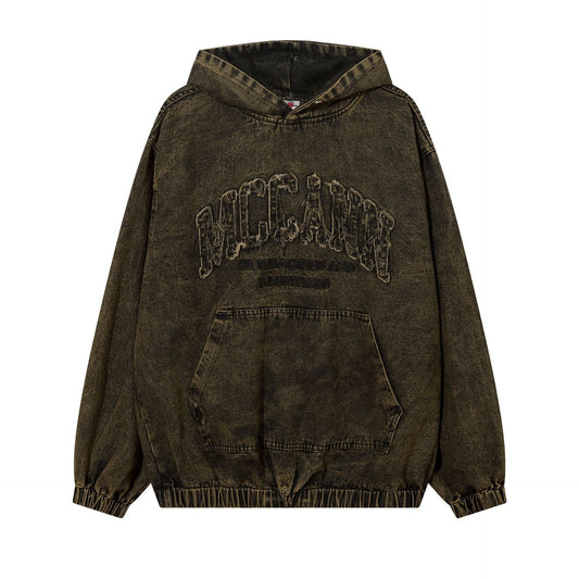 Retro Washed Distressed Hooded Sweater For Men