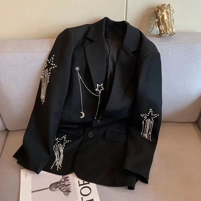 Rhinestone Star‑Tassel Suit Jacket | Soulmate Streetwear – same ANTHEM.